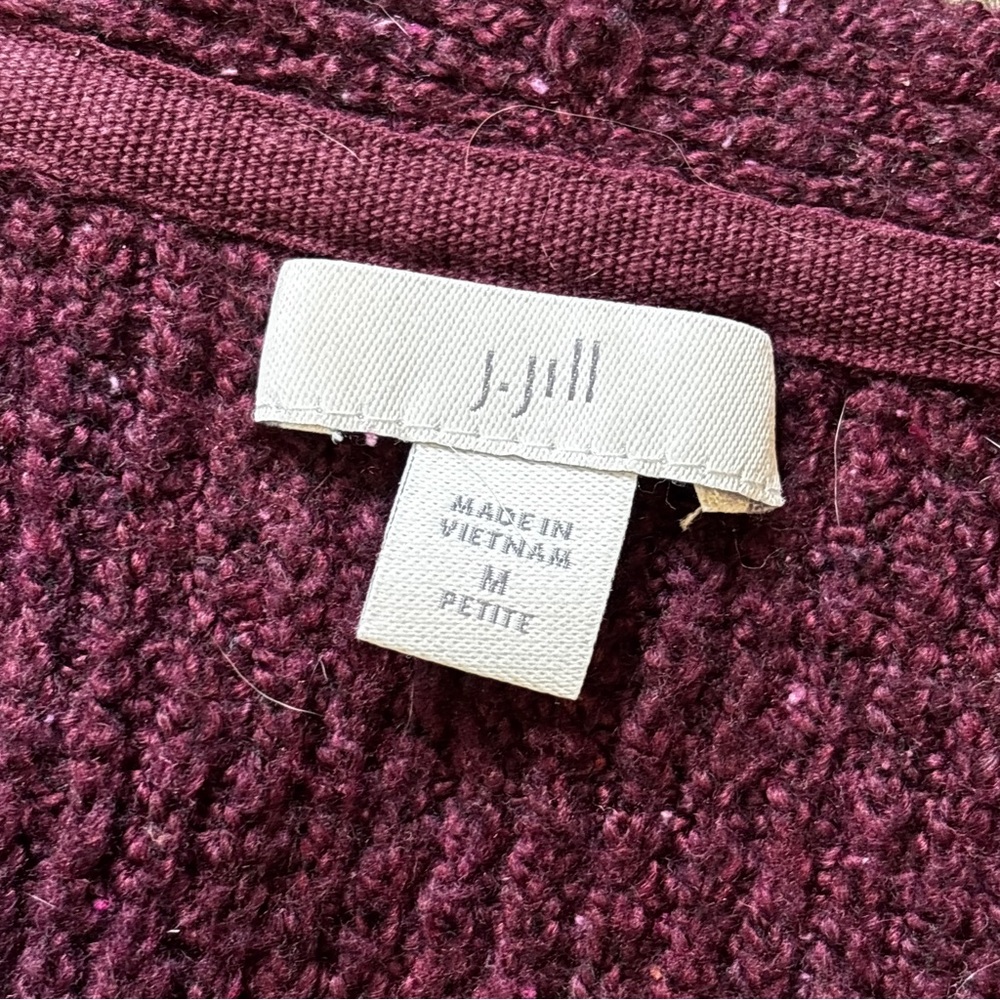 J. Jill Deep Purple/Burgundy V-Neck Sweater - Picture 3 of 5